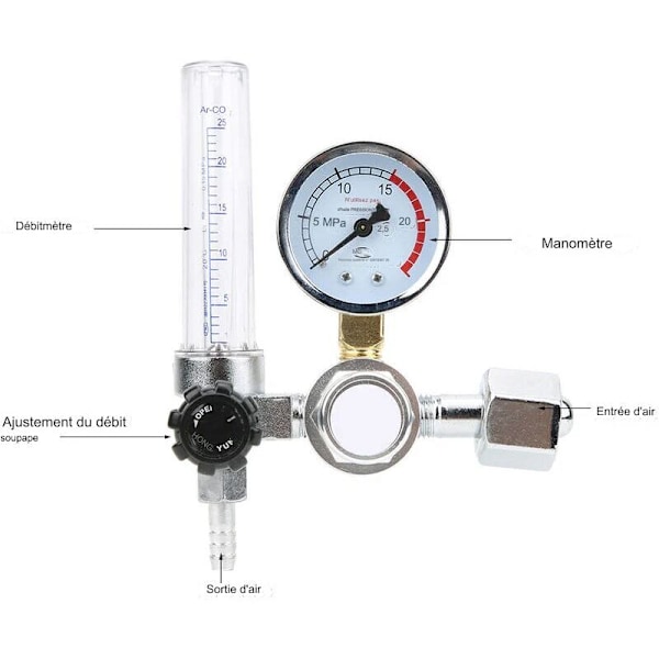 Argon-CO2-Mig-Tig Flödesmätare Regulator, Argon CO2 Tryckmätare, Argon CO2 Flödesmätare Regulator Tryckmätare Svetsdelar Tryckreducerare..