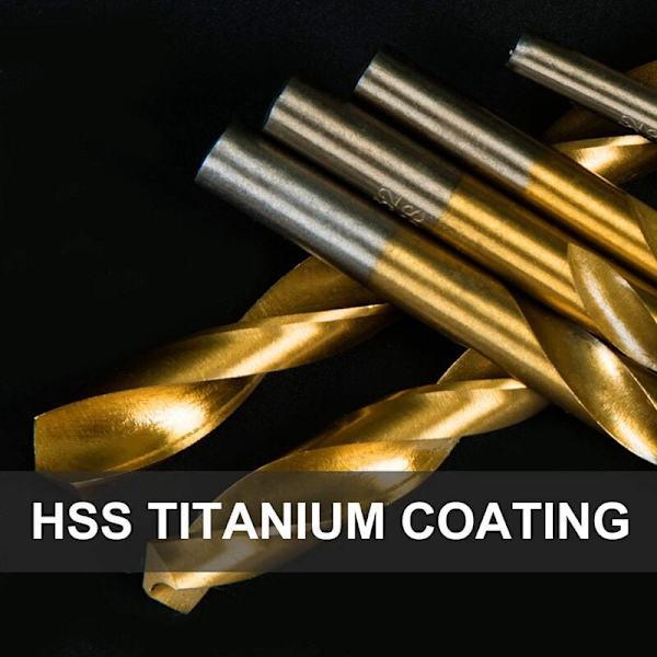 230 Titanium Metallborr för Stål, Trä, Plast, Koppar, Aluminiumlegering med Förvaringsväska, 3/64 Tum-1/2 Tum