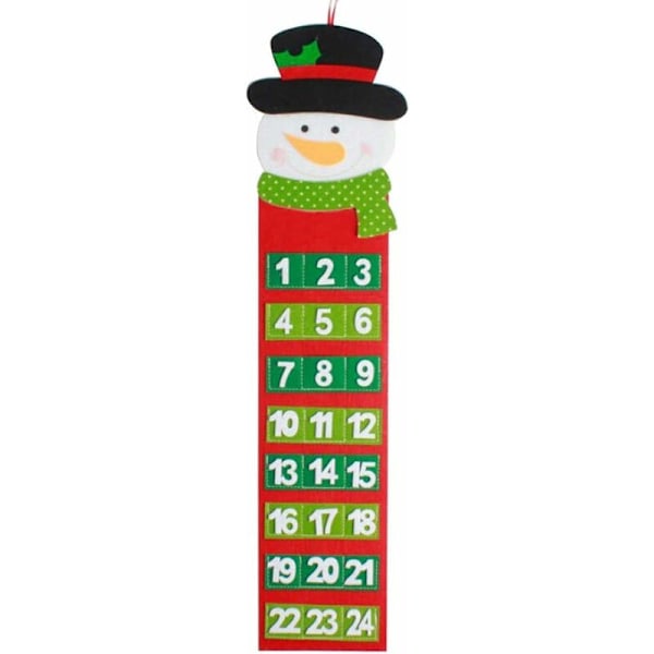 20x65cm Julekalender Nedtælling Julemand Snemænd Advent Kalender Stof Nytår Dør Væg Dekorationer Julegaver Nedtælling Kalender fo
