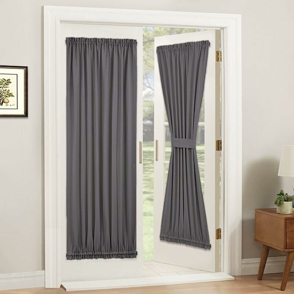 1 Panel Skyvedørsgardin - Total Mørklegging Termisk Dørgardin Panel Blind og Skygge for Fransk Sidelys Dør - 52\" x 72\" 1 Panel - Grå