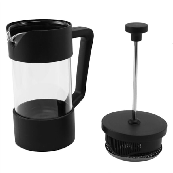 2X Fransk Presse Kaffemaker og Tekanne, Tykk Borosilikatglass Kaffe Rustfri Oppvaskmaskinsikker, Svart