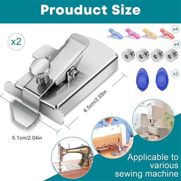 2-pack multifunktionellt magnetiskt syguidekit, fållguide, universell pressarfotsguide för symaskin