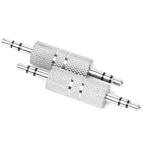 2 stk 3,5 mm stereo hann til 3,5 mm hann lydhodeadapter koblingskontakt