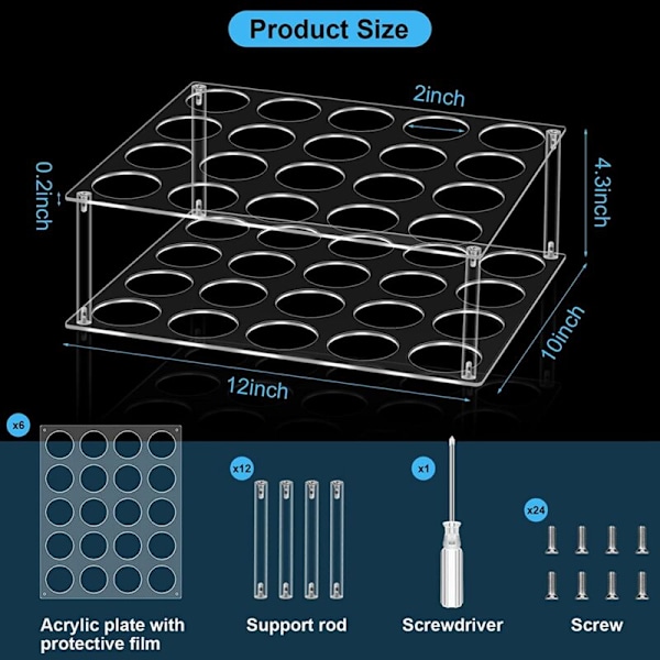 3 Pak Klar Akryl Vinyl Rulle Opbevaringsholder 20 Huller Letvægts Robust Vinyl Rulleholder Organizer til Kunstværelse Dekoration