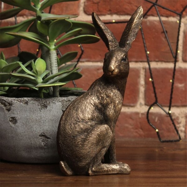 Gylden Hare Ornament, Sittende Hare Kanin, Antik Finish, Messing/Bronse, Antik Stil, Samleobjekt Dekorasjon, Dyreliv