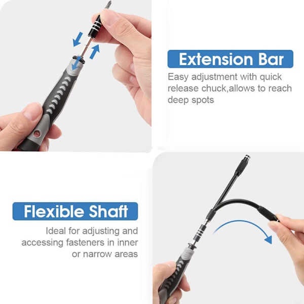 130 i 1 Skrutrekkersett med 120 Bits Reparasjonsverktøysett Magnetisk Skrutrekkersett med Mini Innbygd Boks