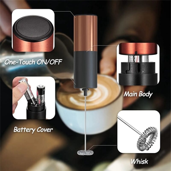 Håndholdt mælkeskummer, håndholdt kaffeskummer, håndholdt elektrisk piskeris, mælkeskummer til cappuccino B