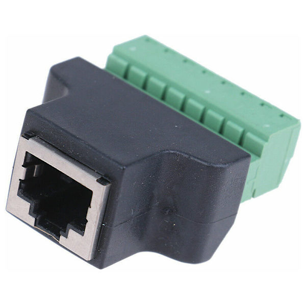 Rj45-hona till 8-stifts skruvterminalblock-kontakt Cat7 Cat6 Cat5 Cat5e Ethernet-förlängningskabel CCTV-adapter Digital Dvr-nätverksadapter Inline Co