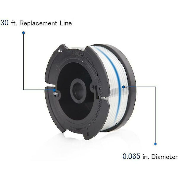 6-pakning med linespoler med 2 deksler for å erstatte reservespolen for Black Decker gresstrimmer