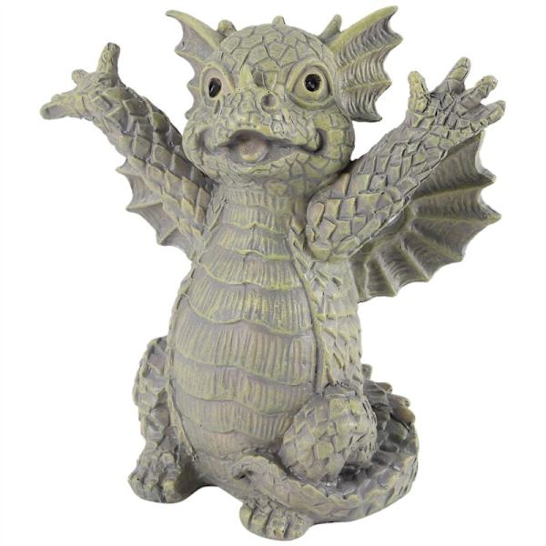 Trädgårdsdrake meditationsstaty samling 18 cm harts prydnad utomhusgård dekoration-C