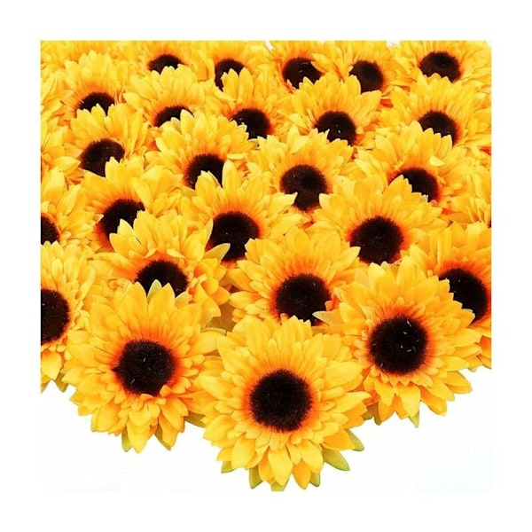 10 kpl Tekosilkki-auringonkukka Pää Hääkoristeluun Scrapbooking Käsintehtyihin Tarvikkeisiin Tekokukat -9cm Keltainen