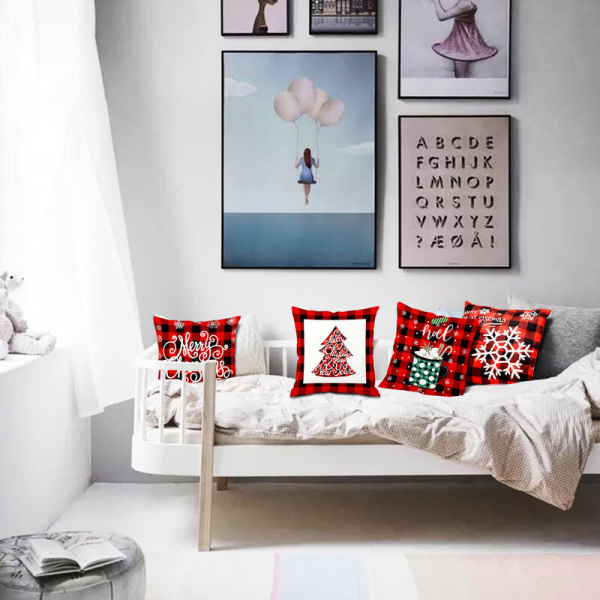 4X Julepynt Pynteputer Dekorativ Pynteputer Putetrekk 18 x 18 Tommer