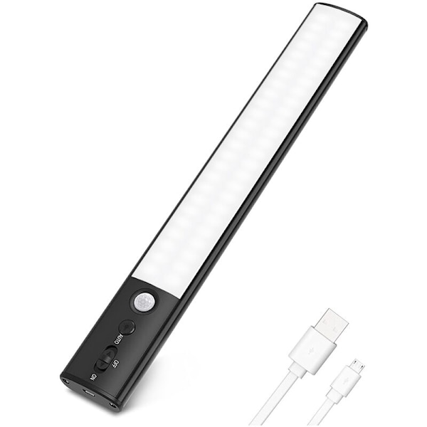 LED-skaplys med bevegelsessensor, USB-lading, nattlys, 4200 mAh batteri, dimmbar for soverom, kjøkken, trapper