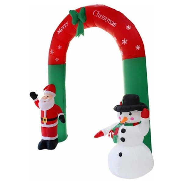 Oppustelig Julemand og Santa Claus Glædelig Velkommen Portico 240 cm Udendørs Julepynt med LED lyseffekter, elektrisk pumpe, selvoppustelig