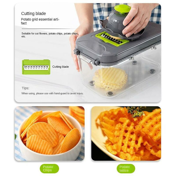 Slicer för grönsaker, rivjärn, hackare, förvaring, förvaringslåda, köksredskap