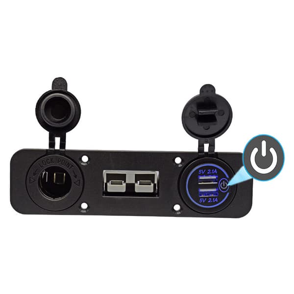 Anderson Flush Monteret Strømstik Dual USB Oplader med C-Igaret Lighter Panel til Lastbil Båd Caravan