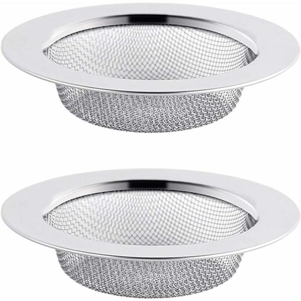 2 stk. silfilter i rustfritt stål, 7,5 cm avløpsfilter, sil til vask, sil til vask, sil til kjøkkenvask