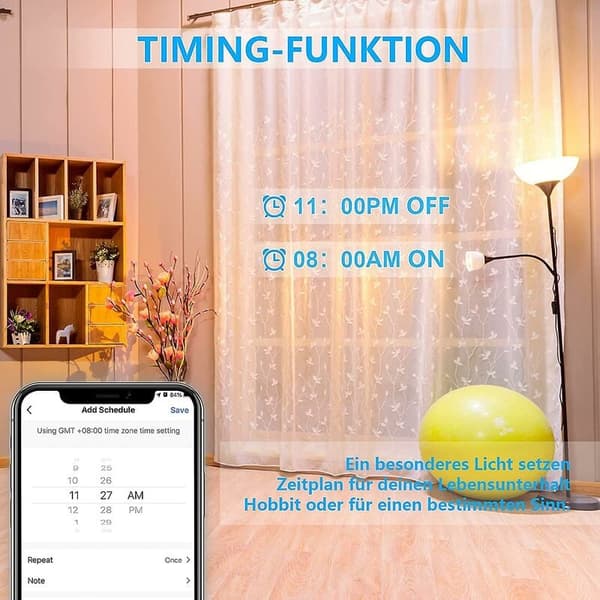 Dimmerbryter, prosentfunksjon WiFi lysdimmer med tidsfunksjon, WLAN stemme APP-kontroll innfelt lysdimmer