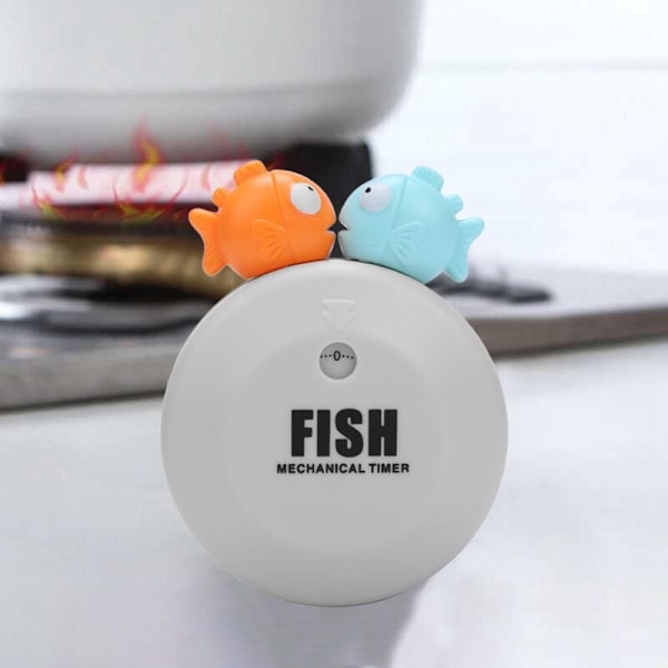 Söt tecknad bubbelfisk mekanisk timer kök matlagning påminnelse timer artefakt grå
