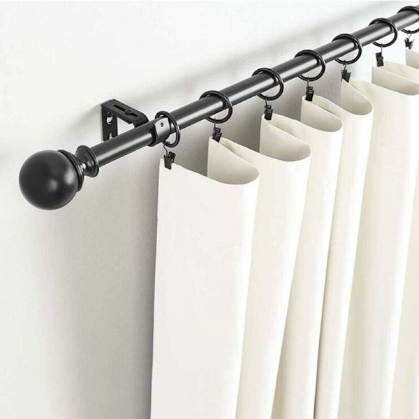 2-pack justerbara väggmonterade gardinstångsfästen, kraftiga metallgardinstångsfästen, justerbar längd 3-12 cm, svart