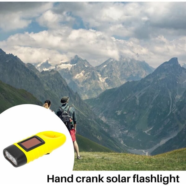 Handvev solcellsficklampa uppladdningsbar LED nödficklampa för dynamo, snabbsnapspänne