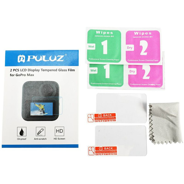 PULUZ 6 st serie för GoPro Max LCD-skärmskydd härdat glas filmskydd actionkamera tillbehör