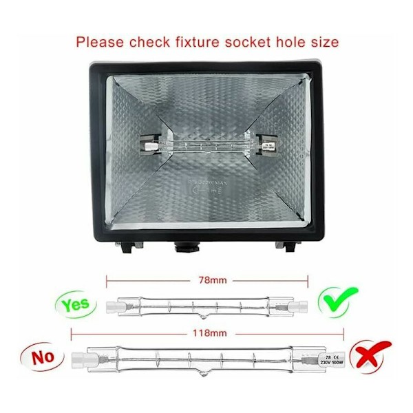 5-pakning R7S halogenpære 78mm 80W 230V, R7S halogenstang 78mm, halogenpære r7s halogenstanglampe dimbar for bygningslyskaster, arbeidslandskapslys