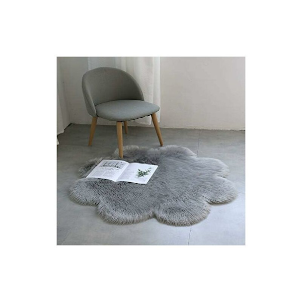 Imiteret Fåreskind Uld Tæppe, Hyggelig Følelse Som Ægte Uld Imiteret Pels Tæppe, Kunstig Luksus Uld Tæppe Sofa Pude (Grå, 45 x 45CM)