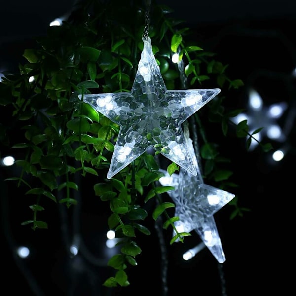 Julstjärne Gardinlampor, 138 LED-Stränglampor med 12 Stjärnor, 8 Lägen Jul Fönsterlampor för Julgran, Fest, Bröllop, Trädgård, Sovrum