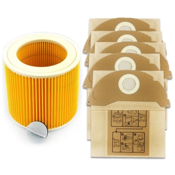 Reservefilter Støvsuger Filter Støvpapirpose til KARCHER WD2250 A2004 A2054 MV2 Effektive Støvoppsamlingsposer