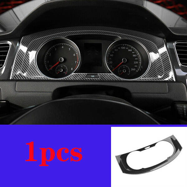 För 2014-2019 Golf Mk7 Mk7.5 Abs Fiber Interiör Instrumentbräda Mätare Display Ramskydd Dekor