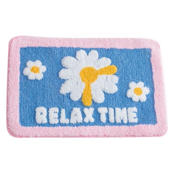 Cute Cartoon Daisy Flocking Floor Mat Bathroom Anti-Slip Mat Kitchen Absorbent Door Mat Blue