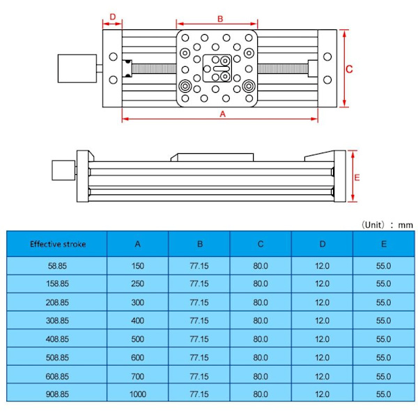 3D-skrivar Z-skruv T8 DIY C-balk CNC-slidbord 250 mm Linjär Aktuator Kit - Svart
