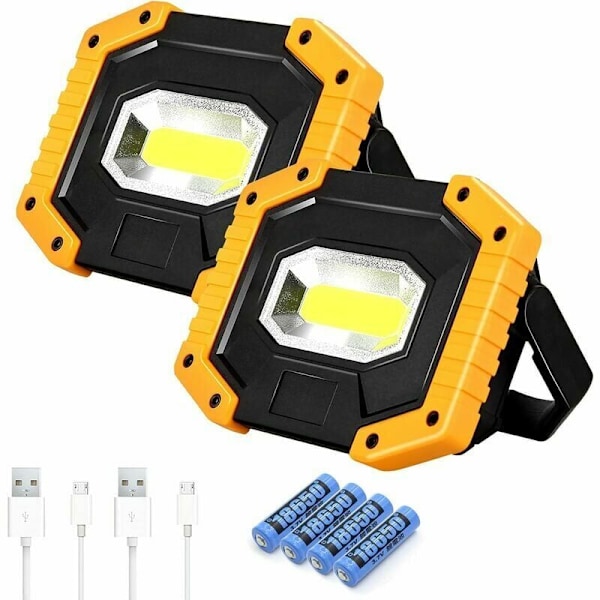 Genopladelig LED-projektør 30W 2000LM T-SUN Byggeplads Projektør Arbejdslys med 4X 18650 Batteri 3 Tilstande Bærbar Lanterne USB LED Projektør
