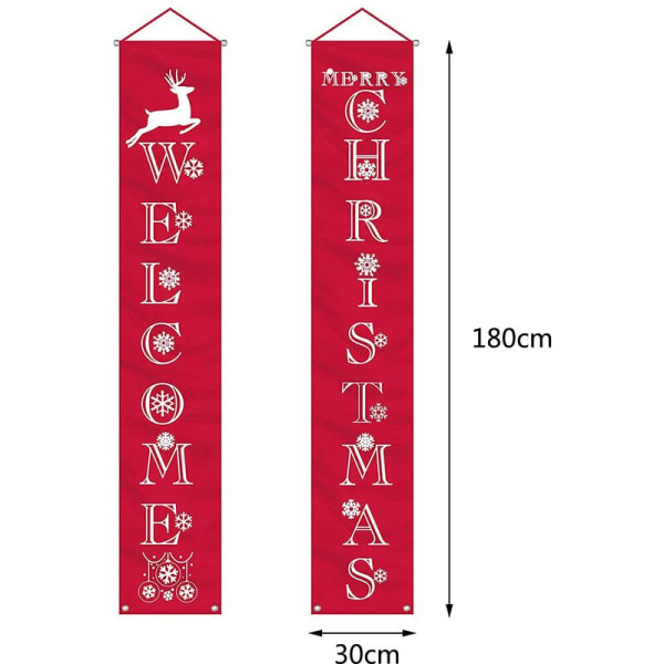 Julebanner til utendørs og innendørs juledekorasjon, juledekorasjon, rød dørskilt, juledekorasjonsbanner, julebanner