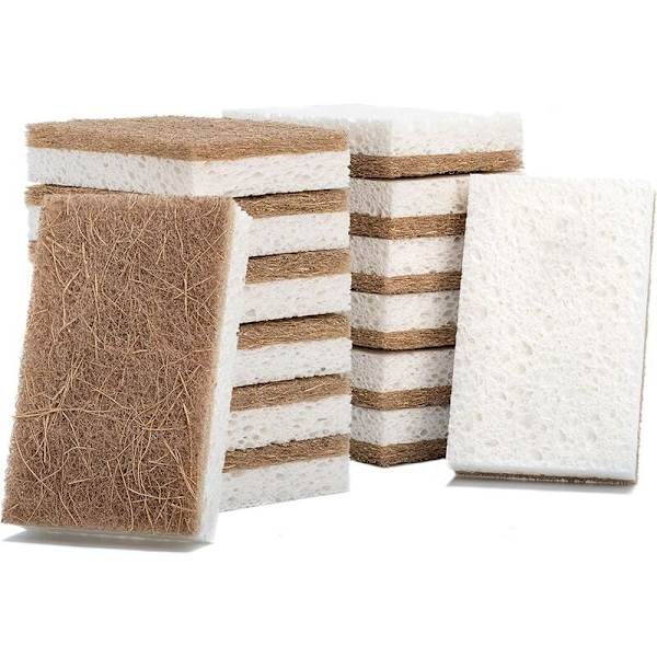 Luonnollinen astianpesusieni - 10 kpl Ekologinen keittiösieni - Biohajoava kasvipohjainen puhdistussieni pitkäkestoiselle elämälle - Hajuton ja