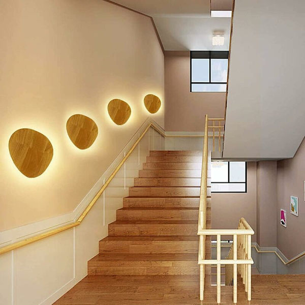 Rund LED Vægslampe Hjemmedekoration Kreativ Trævægslampe Massivt Træ Sengelampe, Moderne Oval Gang Dekoration Gange Lys, til Stue