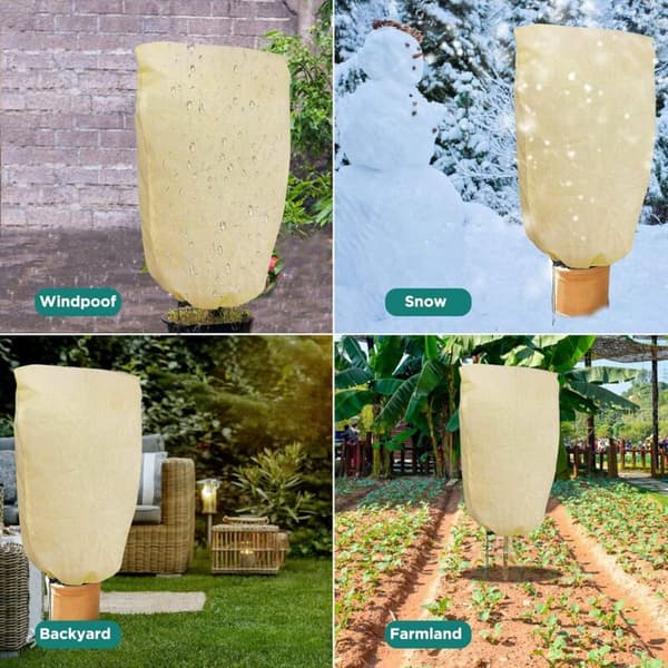 2 stk. Vinterbeskyttelse for planter Vinterbeskyttelse for potteplanteposer, Beige, Solid, 100 x 80 cm