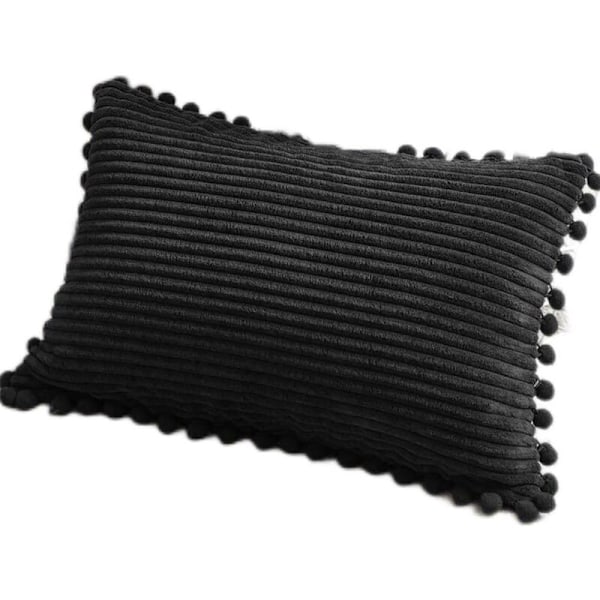 Pakke med 2 dekorative lumbale putetrekk med pomponer, myke fløyelsmyke rektangulære putetrekksett for sofa, stue, soverom, bil