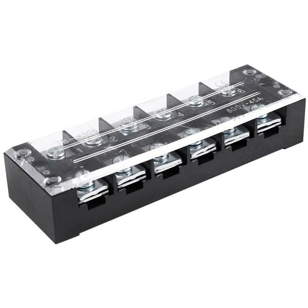 2 stk plastboks 45A 6 posisjon terminalblokk Terminalblokker