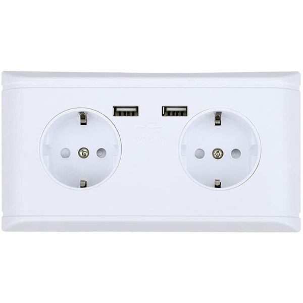 Vägguttag Multifunktionsuttag med Dubbel USB-anslutning 250V EU Snabbladdningsuttag
