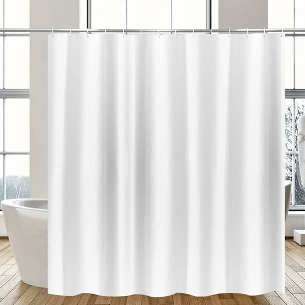 Bruseforhæng ekstra lang 240cm hvid til badeværelset, stort anti-måle polyester badeværelsesforhæng, vandtæt til badekarret, bredde 240 x højde