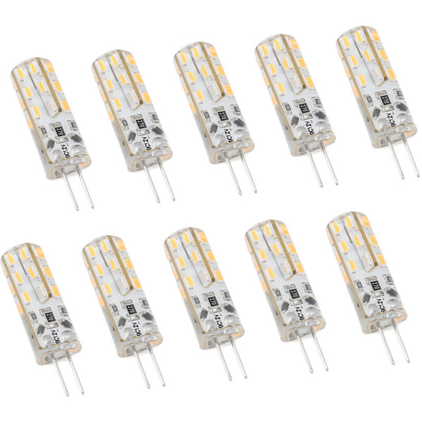 10 stk. G4 LED Pære 1,5W DC12V Varmt Hvid 3000K 110LM Bi-Pin LED Pærer til Skabbelys Have