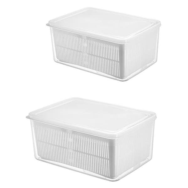 Kök förvaringslåda kylskåp avlopp Crisper Multifunktionell plast korg behållare med Keep Lip 2 Pack