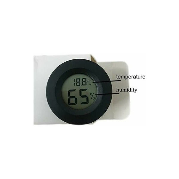 Mini 4,5 cm svart digital hygrometer termometer, LCD digital display inomhus utomhus bärbar rund termometer batterier ingår, för babyrum Hom
