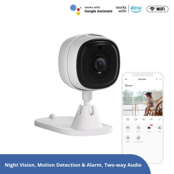 Home Security Mini Kamera, Smart Home AI - Sikkerhedskamera - Hvid