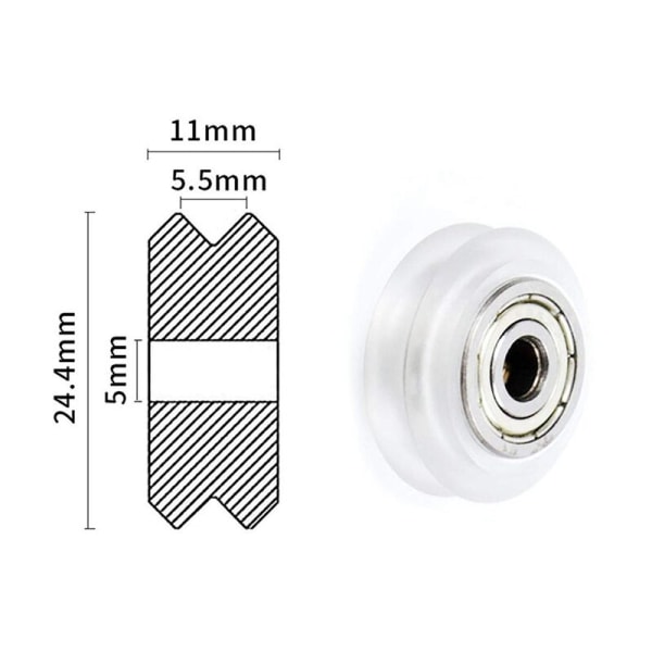 V-rilleleje, 3D-printer tilbehør, Pom-materiale remskiveleje, graveringsmaskine rulle, løbehjul