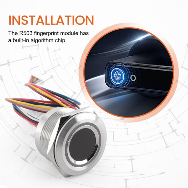 R503 Rund RGB LED-indikatorring, Fingeravtrycksläsare med kapacitiv sensor, DC3.3V MX1.0-6-stifts, 19 mm