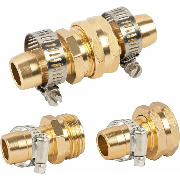 Puutarhaletkun korjausliitin clamp-kiinnikkeillä, sopii 3/4\" tai 5/8\" puutarhaletkun liittimelle, 2 kpl