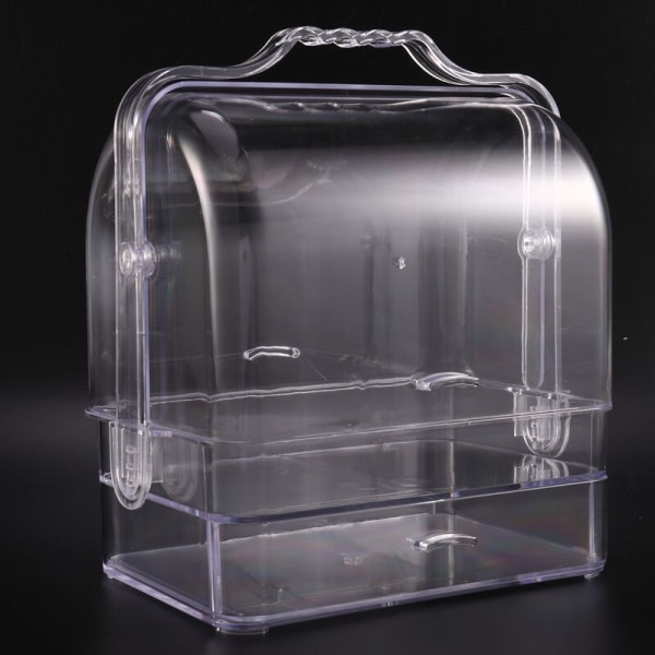 Akryl gennemsigtig kosmetisk makeup organizer smykker opbevaringsboks dobbelt åbent låg kvinder kosmetisk opbevaringsboks skrivebord makeup taske-A